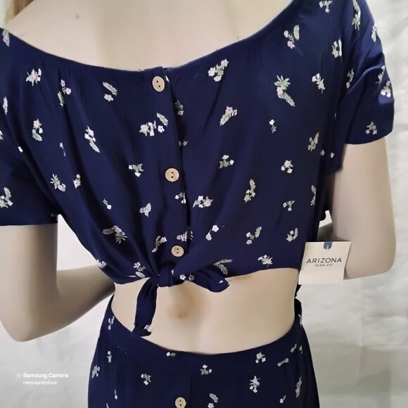 Arizona Jean Co. Navy Floral Short Sleeve Cut-out Back Button Dress NWT XXL - Picture 3 of 4